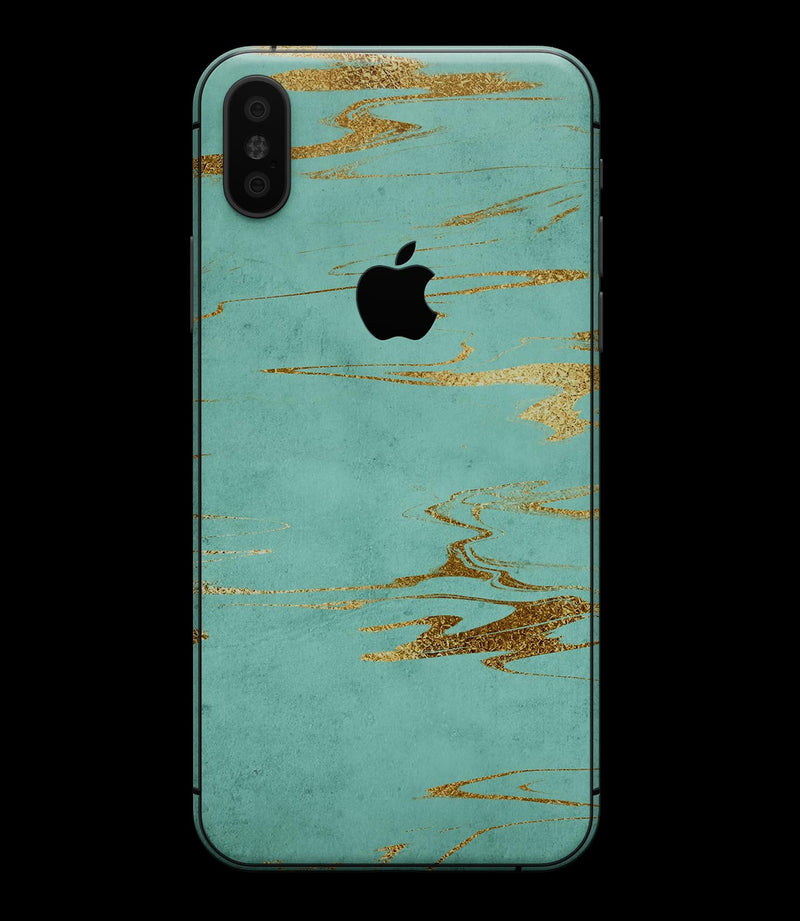 Mint Marble & Digital Gold Foil V2 - iPhone XS MAX, XS/X, 8/8+, 7/7+, 5/5S/SE Skin-Kit (All iPhones Avaiable)