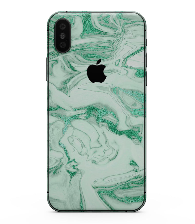 Mint Marble & Digital Gold Foil V6 - iPhone XS MAX, XS/X, 8/8+, 7/7+, 5/5S/SE Skin-Kit (All iPhones Avaiable)