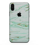 Mint Marble & Digital Gold Foil V7 - iPhone XS MAX, XS/X, 8/8+, 7/7+, 5/5S/SE Skin-Kit (All iPhones Avaiable)