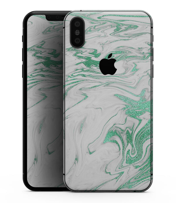 Mint Marble & Digital Gold Foil V8 - iPhone XS MAX, XS/X, 8/8+, 7/7+, 5/5S/SE Skin-Kit (All iPhones Avaiable)