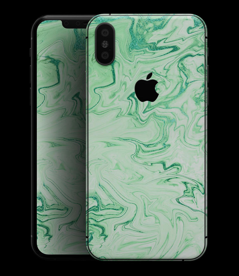 Mint Marble & Digital Gold Foil V9 - iPhone XS MAX, XS/X, 8/8+, 7/7+, 5/5S/SE Skin-Kit (All iPhones Avaiable)