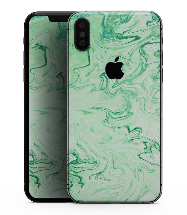 Mint Marble & Digital Gold Foil V9 - iPhone XS MAX, XS/X, 8/8+, 7/7+, 5/5S/SE Skin-Kit (All iPhones Avaiable)