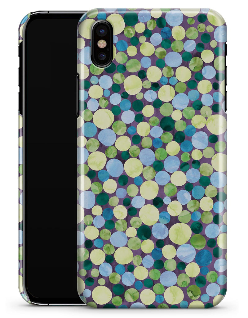 Mixed Blue and Green Watercolor Dots - iPhone X Clipit Case