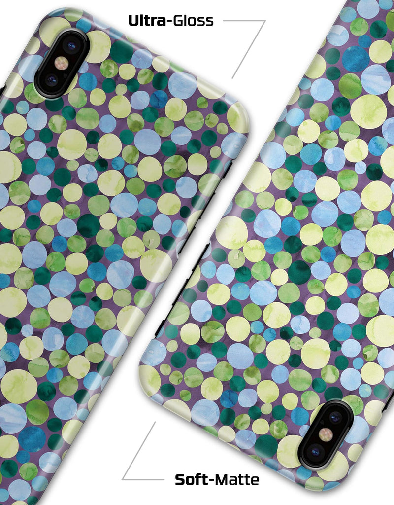 Mixed Blue and Green Watercolor Dots - iPhone X Clipit Case