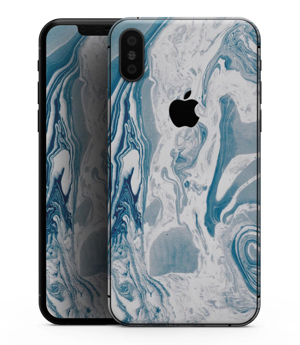 Mixtured Blue 57 Textured Marble - iPhone XS MAX, XS/X, 8/8+, 7/7+, 5/5S/SE Skin-Kit (All iPhones Avaiable)