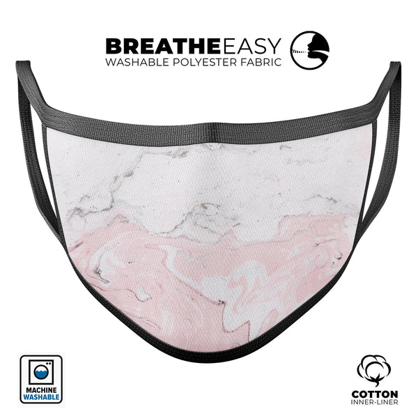 Mixtured Gray and Pink v10 Textured Marble - Made in USA Mouth Cover Unisex Anti-Dust Cotton Blend Reusable & Washable Face Mask with Adjustable Sizing for Adult or Child