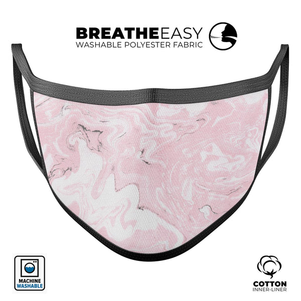 Mixtured Gray and Pink v9 Textured Marble - Made in USA Mouth Cover Unisex Anti-Dust Cotton Blend Reusable & Washable Face Mask with Adjustable Sizing for Adult or Child