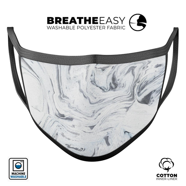 Mixtured Gray to Blue v9 Textured Marble - Made in USA Mouth Cover Unisex Anti-Dust Cotton Blend Reusable & Washable Face Mask with Adjustable Sizing for Adult or Child