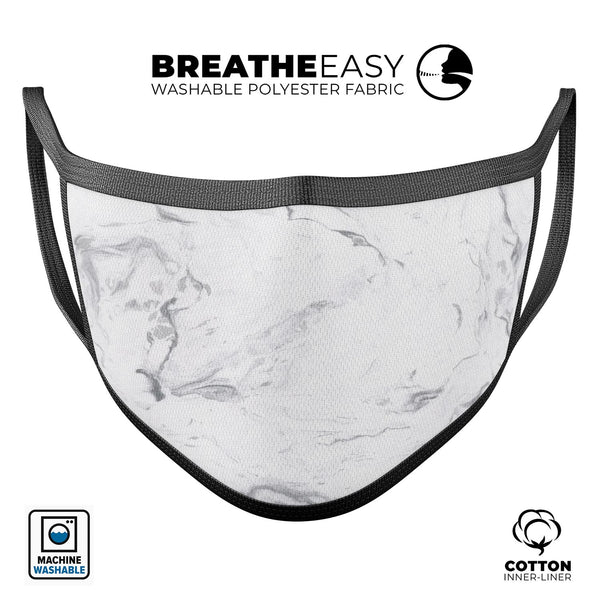 Mixtured Gray v13 Textured Marble - Made in USA Mouth Cover Unisex Anti-Dust Cotton Blend Reusable & Washable Face Mask with Adjustable Sizing for Adult or Child