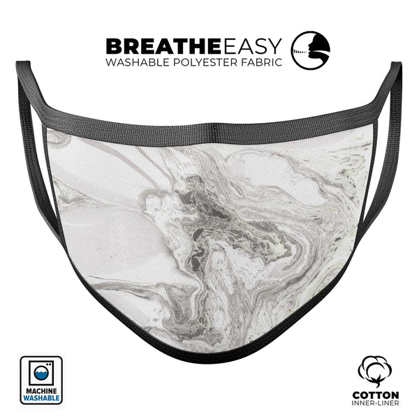 Mixtured Gray v3 Textured Marble - Made in USA Mouth Cover Unisex Anti-Dust Cotton Blend Reusable & Washable Face Mask with Adjustable Sizing for Adult or Child