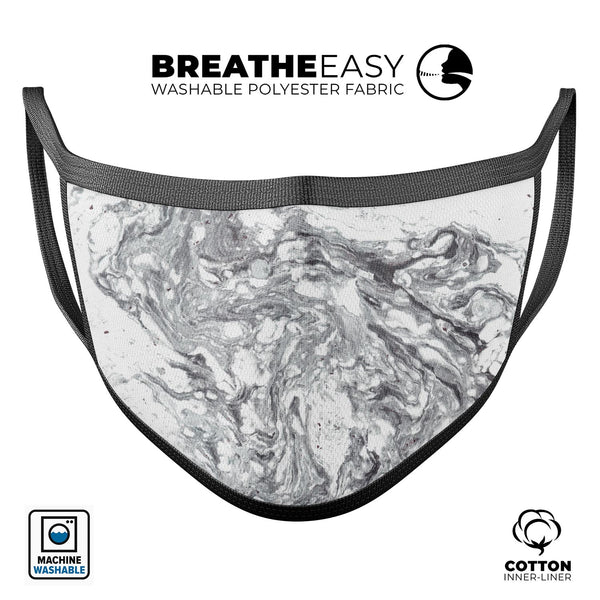 Mixtured Gray v5 Textured Marble - Made in USA Mouth Cover Unisex Anti-Dust Cotton Blend Reusable & Washable Face Mask with Adjustable Sizing for Adult or Child
