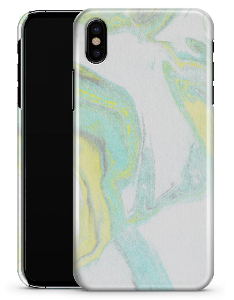 Mixtured Mint and Yellow Textured Marble - iPhone X Clipit Case