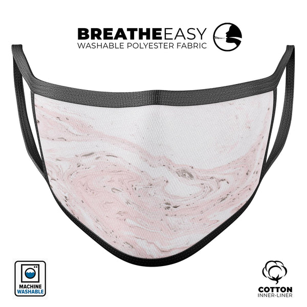 Mixtured Pink and Gray 19 Textured Marble - Made in USA Mouth Cover Unisex Anti-Dust Cotton Blend Reusable & Washable Face Mask with Adjustable Sizing for Adult or Child