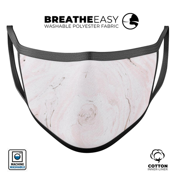 Mixtured Pink and Gray 37 Textured Marble - Made in USA Mouth Cover Unisex Anti-Dust Cotton Blend Reusable & Washable Face Mask with Adjustable Sizing for Adult or Child
