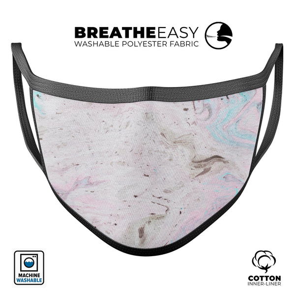 Mixtured Pink and Gray v3 Textured Marble - Made in USA Mouth Cover Unisex Anti-Dust Cotton Blend Reusable & Washable Face Mask with Adjustable Sizing for Adult or Child
