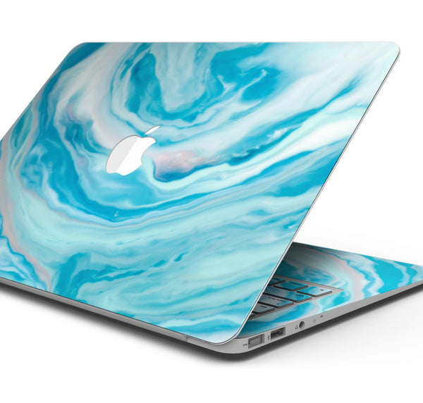 Modern Marble Aqua Mix V16 - Skin Decal Wrap Kit Compatible with the Apple MacBook Pro, Pro with Touch Bar or Air (11", 12", 13", 15" & 16" - All Versions Available)