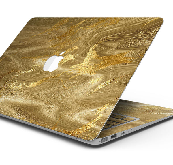 Molten Gold Digital Foil Swirl V4 - Skin Decal Wrap Kit Compatible with the Apple MacBook Pro, Pro with Touch Bar or Air (11", 12", 13", 15" & 16" - All Versions Available)