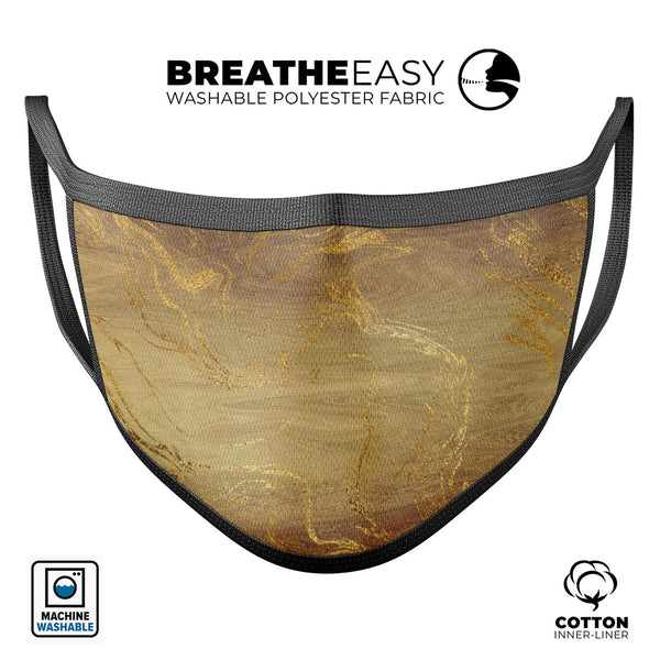 Molten Gold Digital Foil Swirl V1 - Made in USA Mouth Cover Unisex Anti-Dust Cotton Blend Reusable & Washable Face Mask with Adjustable Sizing for Adult or Child