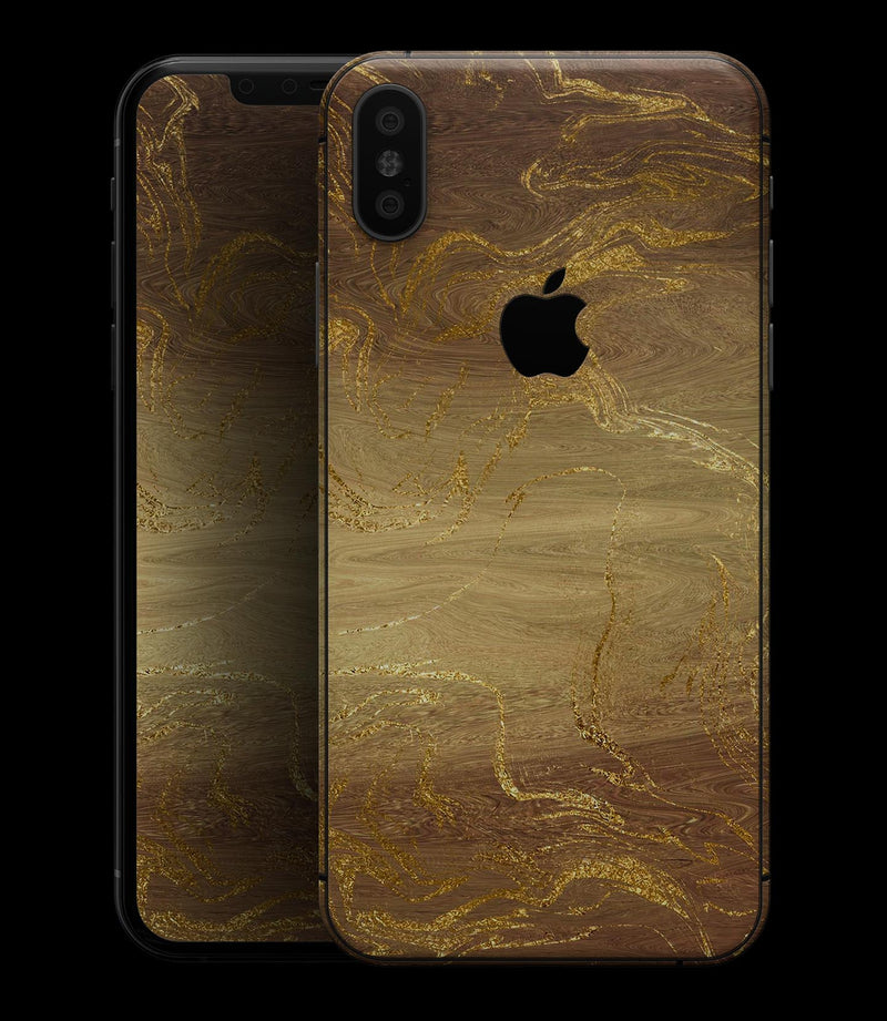Molten Gold Digital Foil Swirl V1 - iPhone XS MAX, XS/X, 8/8+, 7/7+, 5/5S/SE Skin-Kit (All iPhones Avaiable)