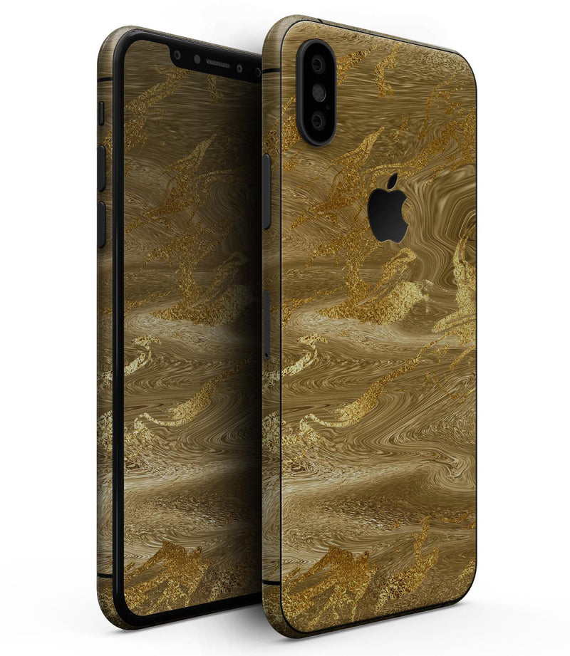 Molten Gold Digital Foil Swirl V4 - iPhone XS MAX, XS/X, 8/8+, 7/7+, 5/5S/SE Skin-Kit (All iPhones Avaiable)
