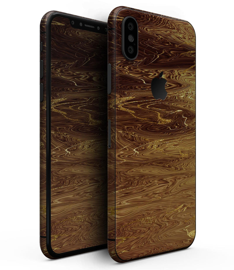 Molten Gold Digital Foil Swirl V9 - iPhone XS MAX, XS/X, 8/8+, 7/7+, 5/5S/SE Skin-Kit (All iPhones Avaiable)