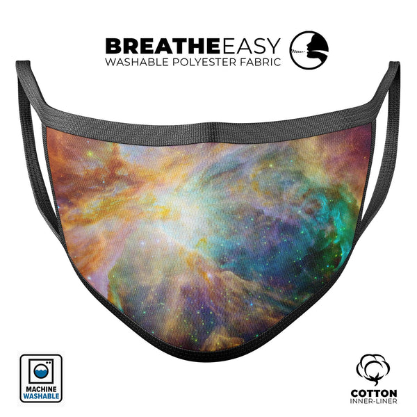 Mutli-Colored Clouded Universe - Made in USA Mouth Cover Unisex Anti-Dust Cotton Blend Reusable & Washable Face Mask with Adjustable Sizing for Adult or Child