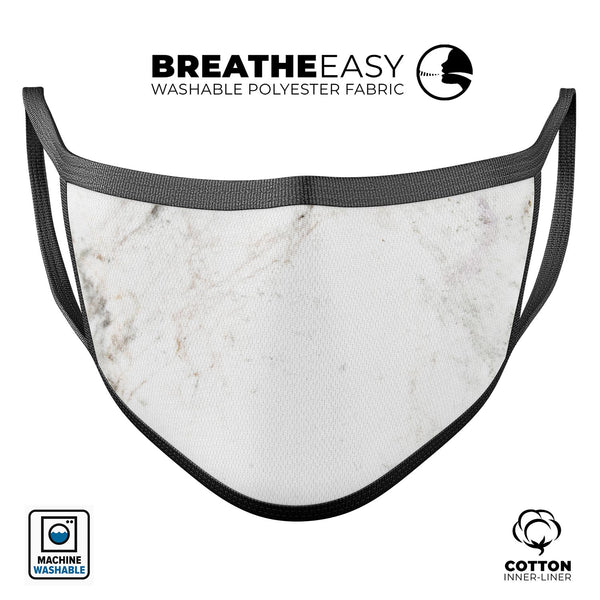 Natural White Marble Surface - Made in USA Mouth Cover Unisex Anti-Dust Cotton Blend Reusable & Washable Face Mask with Adjustable Sizing for Adult or Child