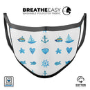 Nautical Watercolor Pattern - Made in USA Mouth Cover Unisex Anti-Dust Cotton Blend Reusable & Washable Face Mask with Adjustable Sizing for Adult or Child