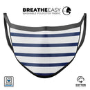 Navy Blue and White Stripes - Made in USA Mouth Cover Unisex Anti-Dust Cotton Blend Reusable & Washable Face Mask with Adjustable Sizing for Adult or Child