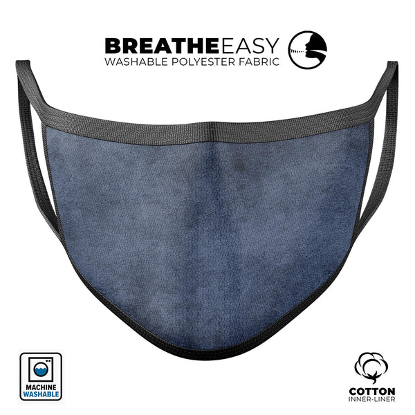 Navy Grunge Texture v1 - Made in USA Mouth Cover Unisex Anti-Dust Cotton Blend Reusable & Washable Face Mask with Adjustable Sizing for Adult or Child