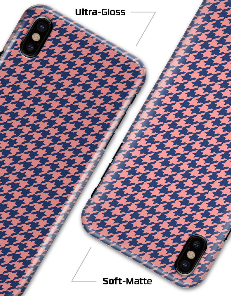 Navy and Coral Houndstooth Pattern - iPhone X Clipit Case
