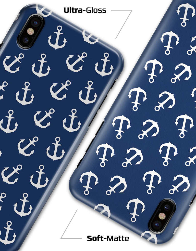 Navy and White Micro Anchors - iPhone X Clipit Case