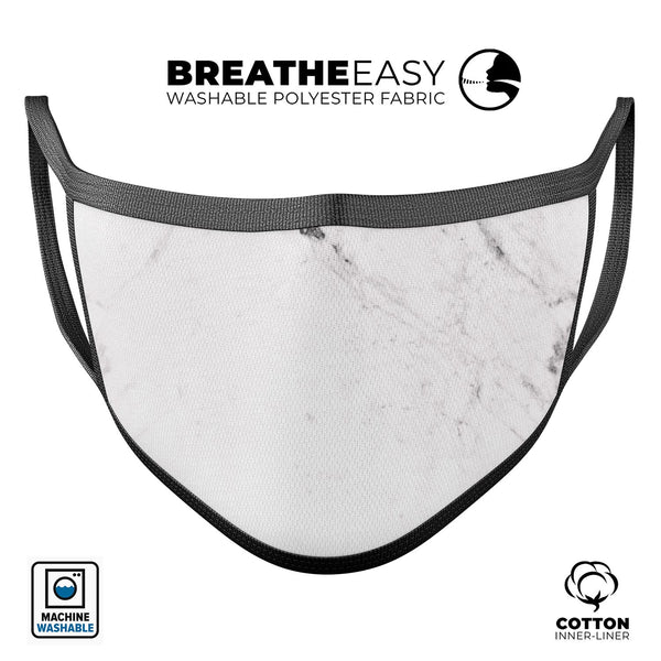Nuetral Gray and White Marble Surface - Made in USA Mouth Cover Unisex Anti-Dust Cotton Blend Reusable & Washable Face Mask with Adjustable Sizing for Adult or Child