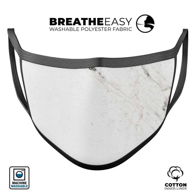 Off-White Grunge Marble Surface - Made in USA Mouth Cover Unisex Anti-Dust Cotton Blend Reusable & Washable Face Mask with Adjustable Sizing for Adult or Child