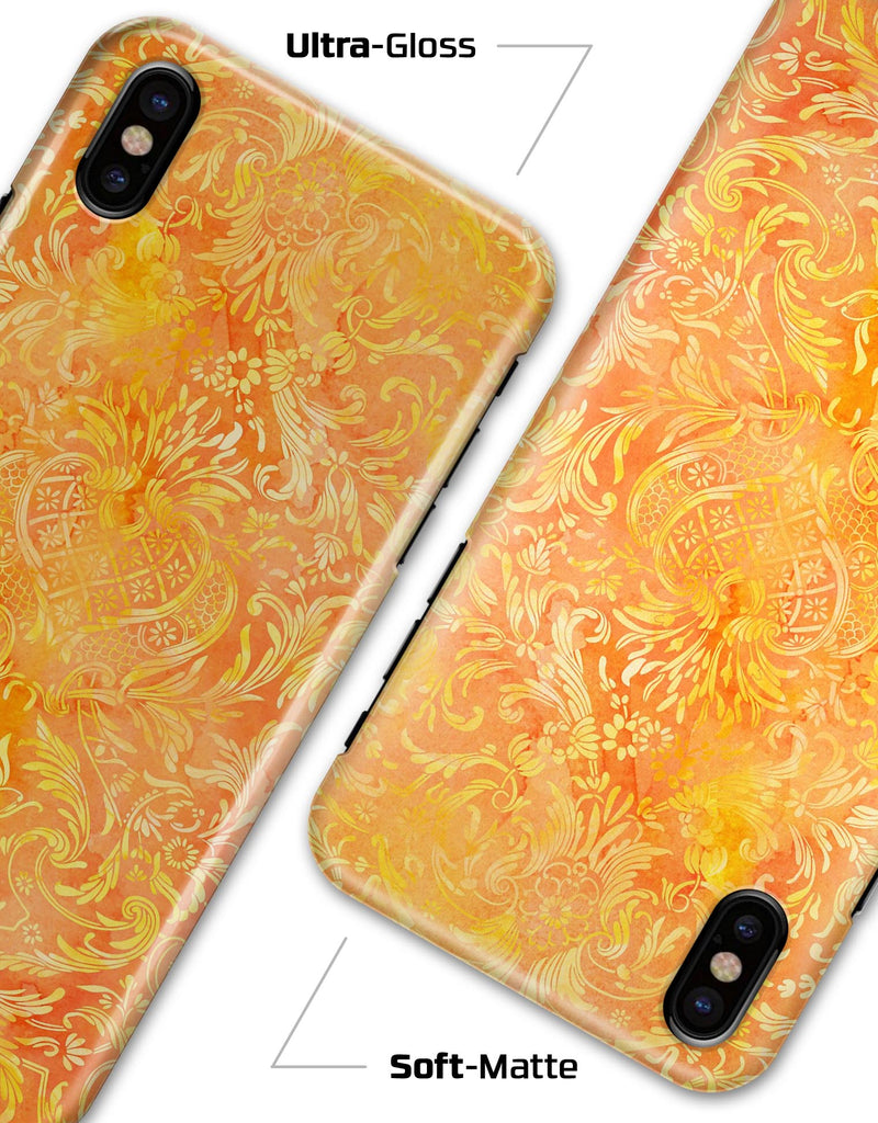 Orange Damask v2 Watercolor Pattern - iPhone X Clipit Case