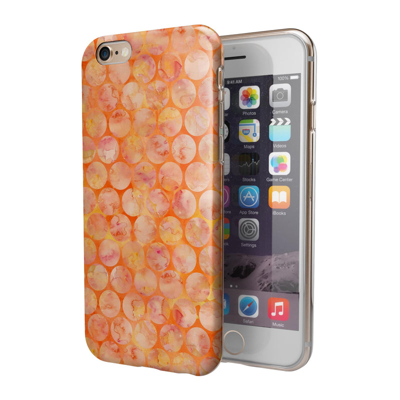 Orange Sorted Large Watercolor Polka Dots iPhone 6/6s or 6/6s Plus 2-Piece Hybrid INK-Fuzed Case