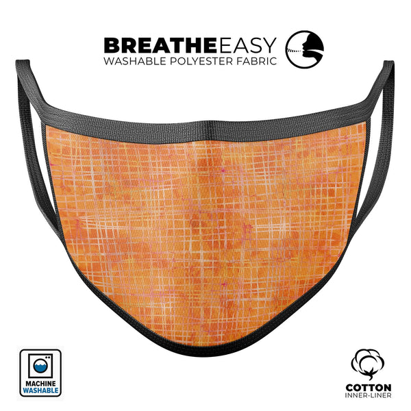 Orange Watercolor Cross Hatch - Made in USA Mouth Cover Unisex Anti-Dust Cotton Blend Reusable & Washable Face Mask with Adjustable Sizing for Adult or Child