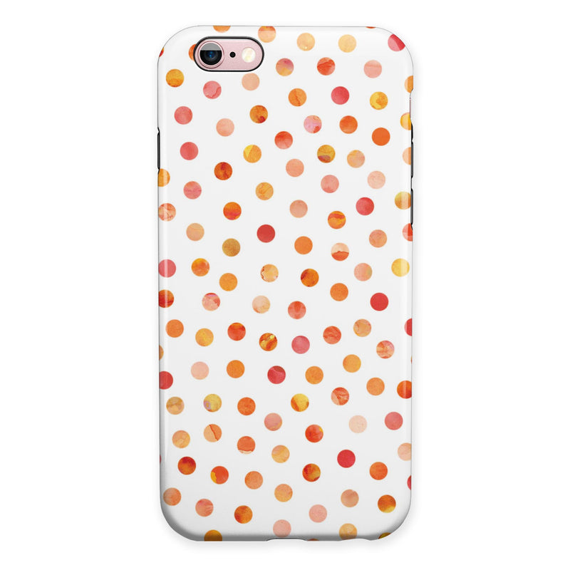 Orange Watercolor Dots over White iPhone 6/6s or 6/6s Plus 2-Piece Hybrid INK-Fuzed Case