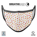 Orange Watercolor Dots over White - Made in USA Mouth Cover Unisex Anti-Dust Cotton Blend Reusable & Washable Face Mask with Adjustable Sizing for Adult or Child
