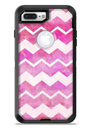 Pink Water Color with White Chevron - iPhone 7 or 7 Plus Commuter Case Skin Kit