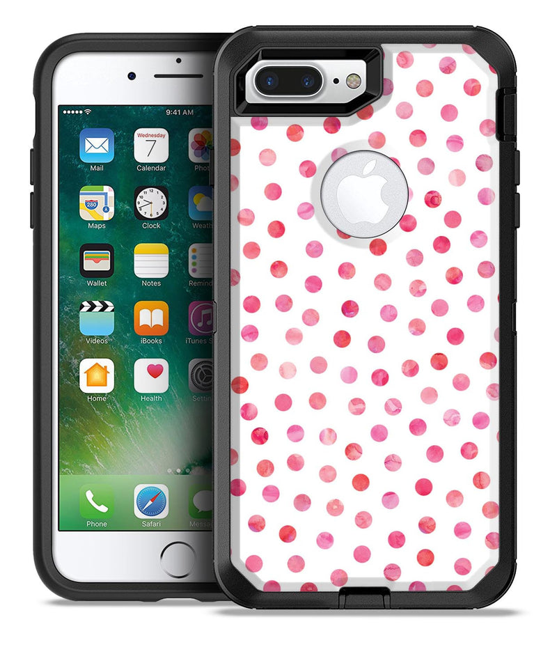 Pink Watercolor Dots over White - iPhone 7 or 7 Plus Commuter Case Skin Kit