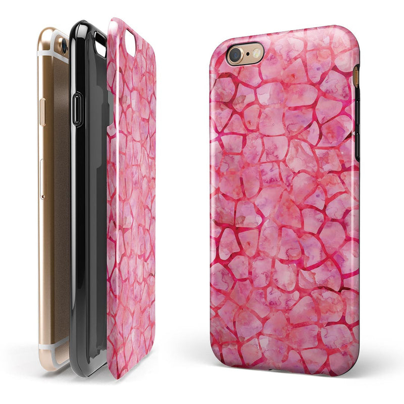 Pink Watercolor Giraffe Pattern iPhone 6/6s or 6/6s Plus 2-Piece Hybrid INK-Fuzed Case