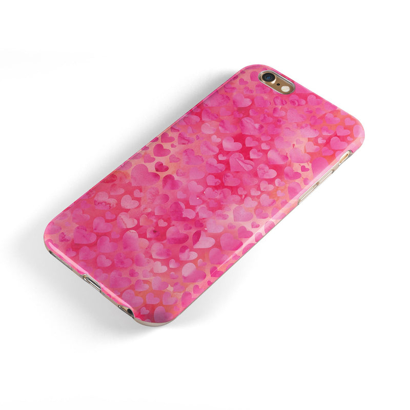 Pink Watercolor Hearts V3 iPhone 6/6s or 6/6s Plus 2-Piece Hybrid INK-Fuzed Case