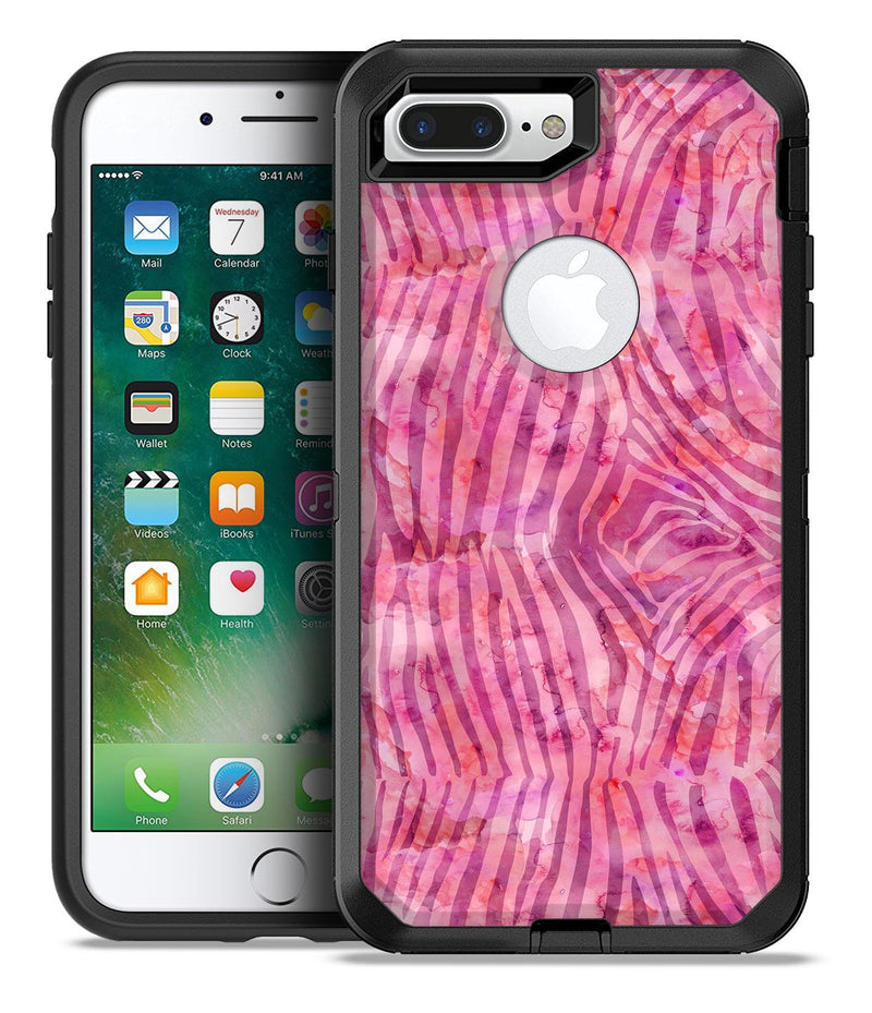Pink Watercolor Zebra Pattern - iPhone 7 or 7 Plus Commuter Case Skin Kit