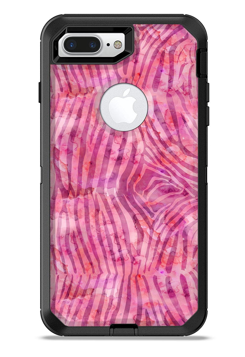 Pink Watercolor Zebra Pattern - iPhone 7 or 7 Plus Commuter Case Skin Kit