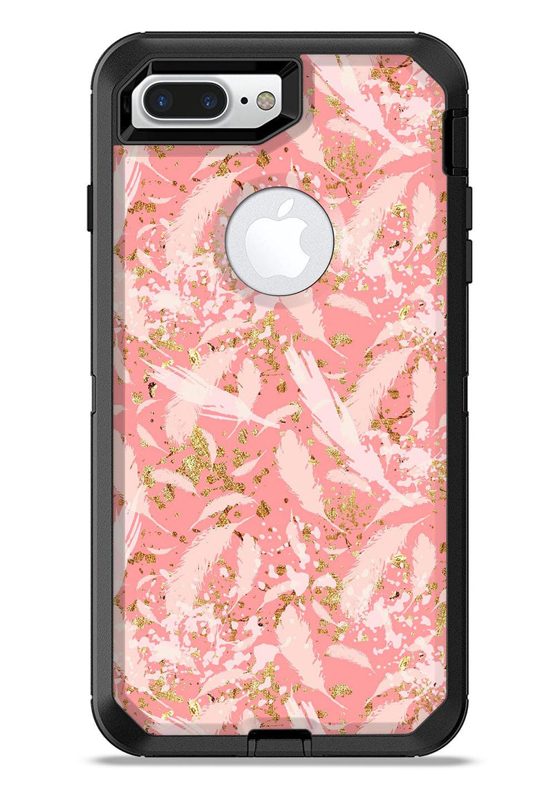 Pink Waterstrokes Over Scattered Gold - iPhone 7 or 7 Plus Commuter Case Skin Kit