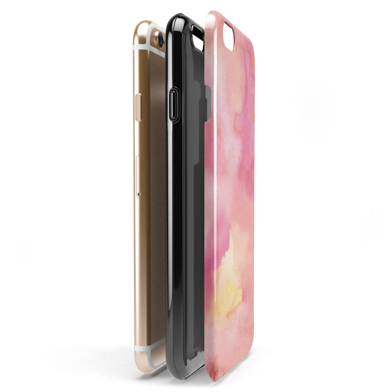 Pinkish 4122 Absorbed Watercolor Texture iPhone 6/6s or 6/6s Plus 2-Piece Hybrid INK-Fuzed Case