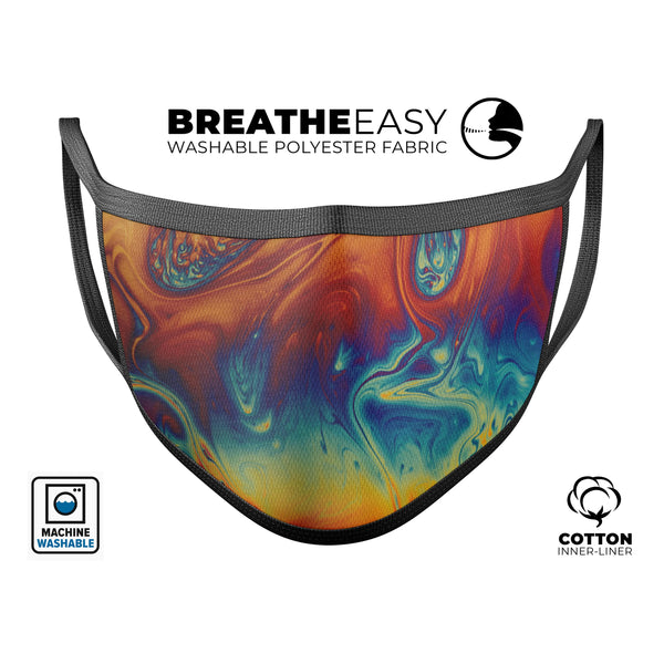Psychedelic Abstract Oiled Vision V1 - Made in USA Mouth Cover Unisex Anti-Dust Cotton Blend Reusable & Washable Face Mask with Adjustable Sizing for Adult or Child