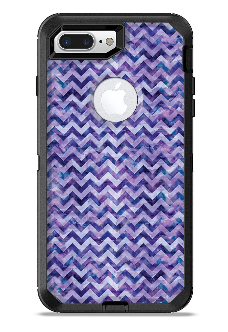Purple and Red Grunge Clouds with White Chevron - iPhone 7 or 7 Plus Commuter Case Skin Kit