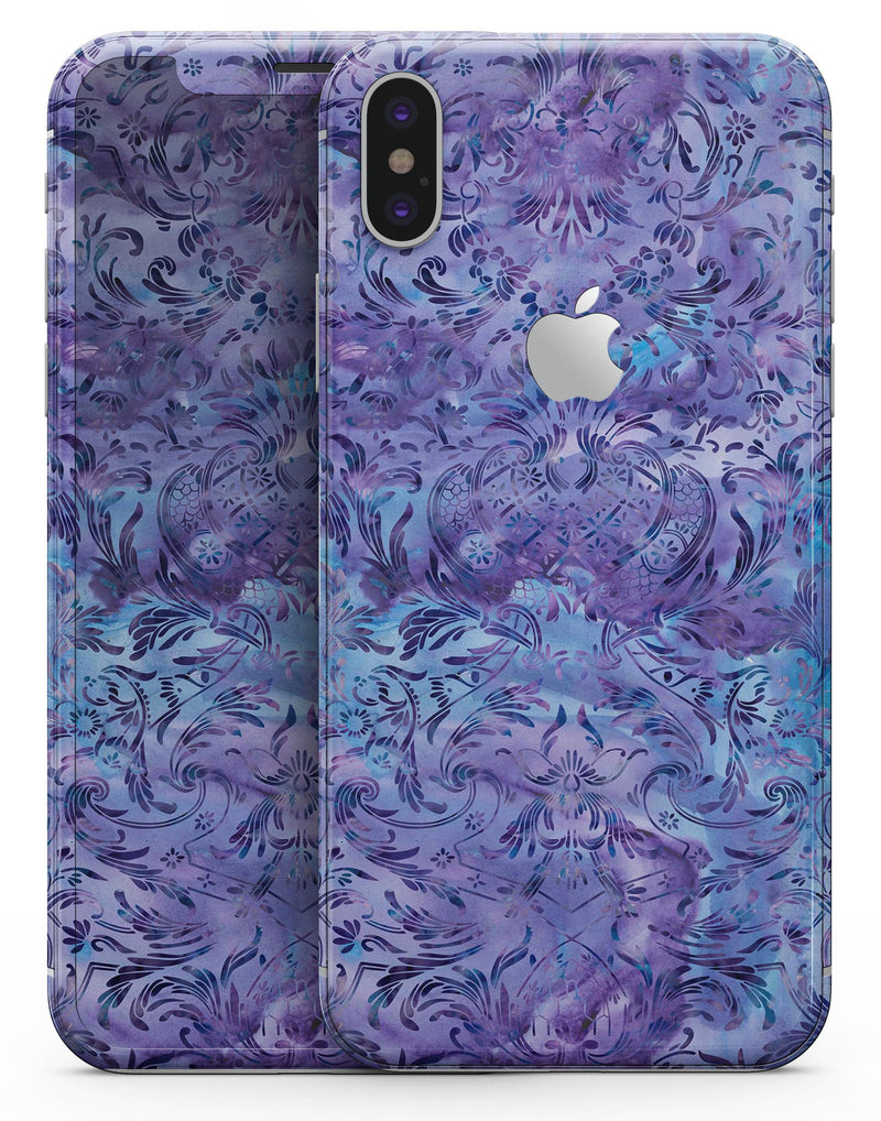 Purple Damask v2 Watercolor Pattern V2 - iPhone X Skin-Kit